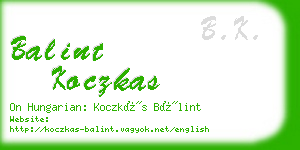 balint koczkas business card